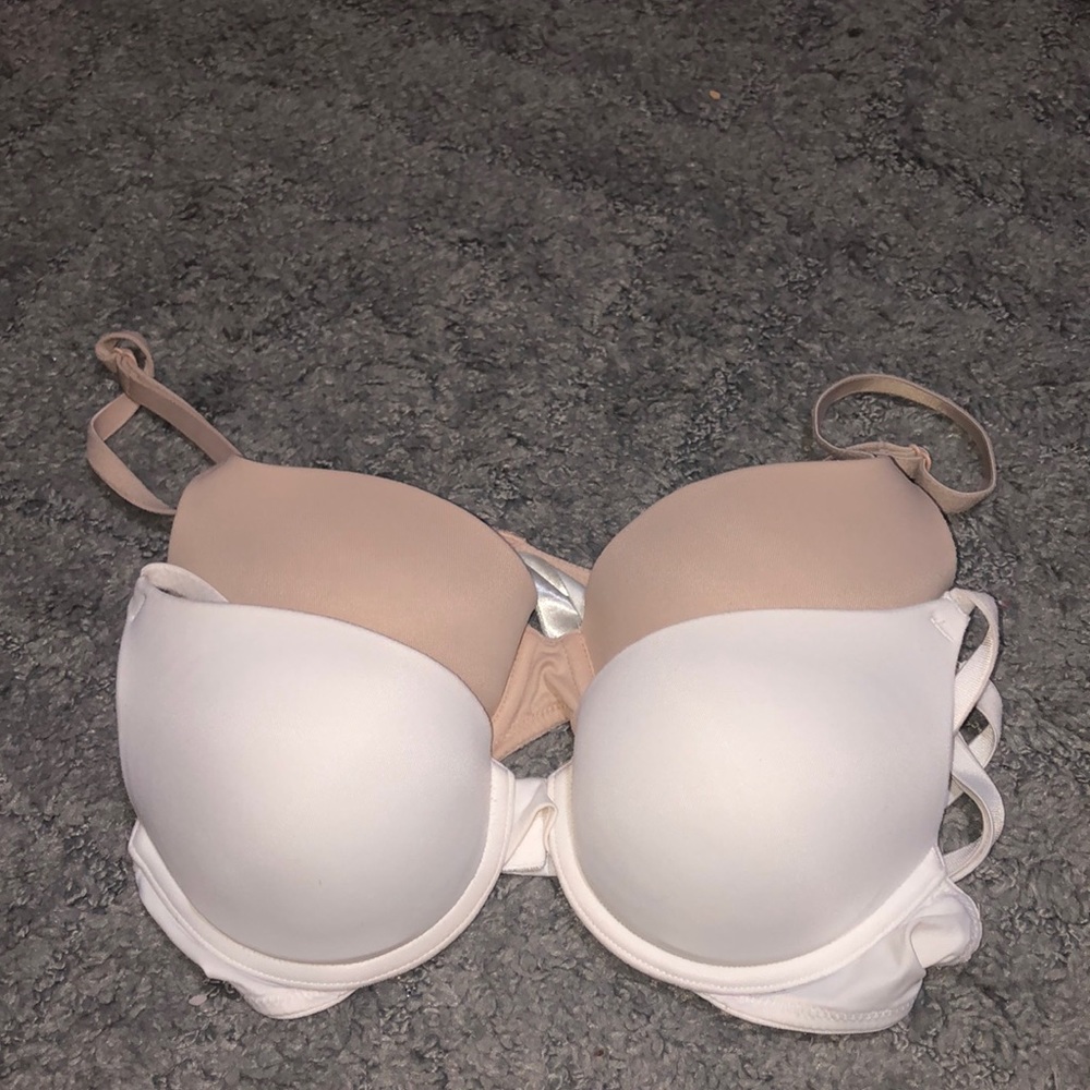 Victoria Secret PINK nude and white bra SET OF 2